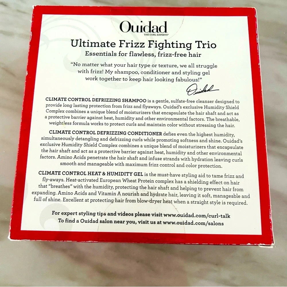 NEW Ouidad Frizz Fighting Trio Shampoo Conditioner Gel 2.5oz Set NIB